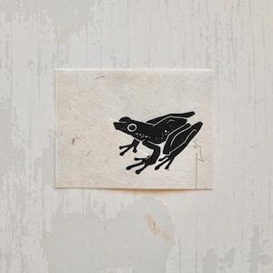 Mini Frog #2 - 3x4" Linocut Print