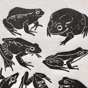 Frogs Linocut Print Dumpy Tree Frog Leopard Frog Pixie - Etsy
