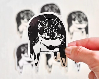 Fat Cat Sticker | laptop water bottle decal | 3 inches | Glossy