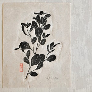 Oak Mistletoe - Botanical Linocut