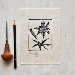 Linogravure Wildflower - Lys des bois