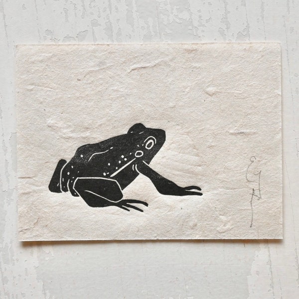 Mini Frog #3 - 3x4” Linocut Print