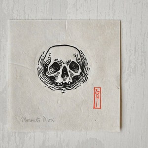 Memento Mori- Linoprint - Human Skull