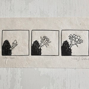 Kaktusblüte - Linoldruck