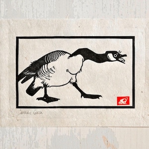 Kanadagans - Linoldruck - Geschenke für Vogelbeobachter - Natur Wandkunst