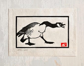 Canada Goose - Linocut Print - Gifts for Bird Watchers- Original Nature Wall Art