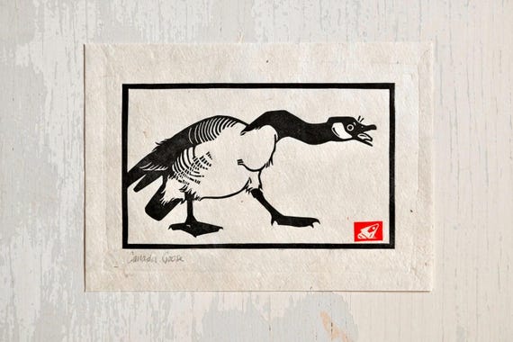 Canada Goose - Linocut Print - Gifts for Bird Watchers- Original Nature Wall Art
