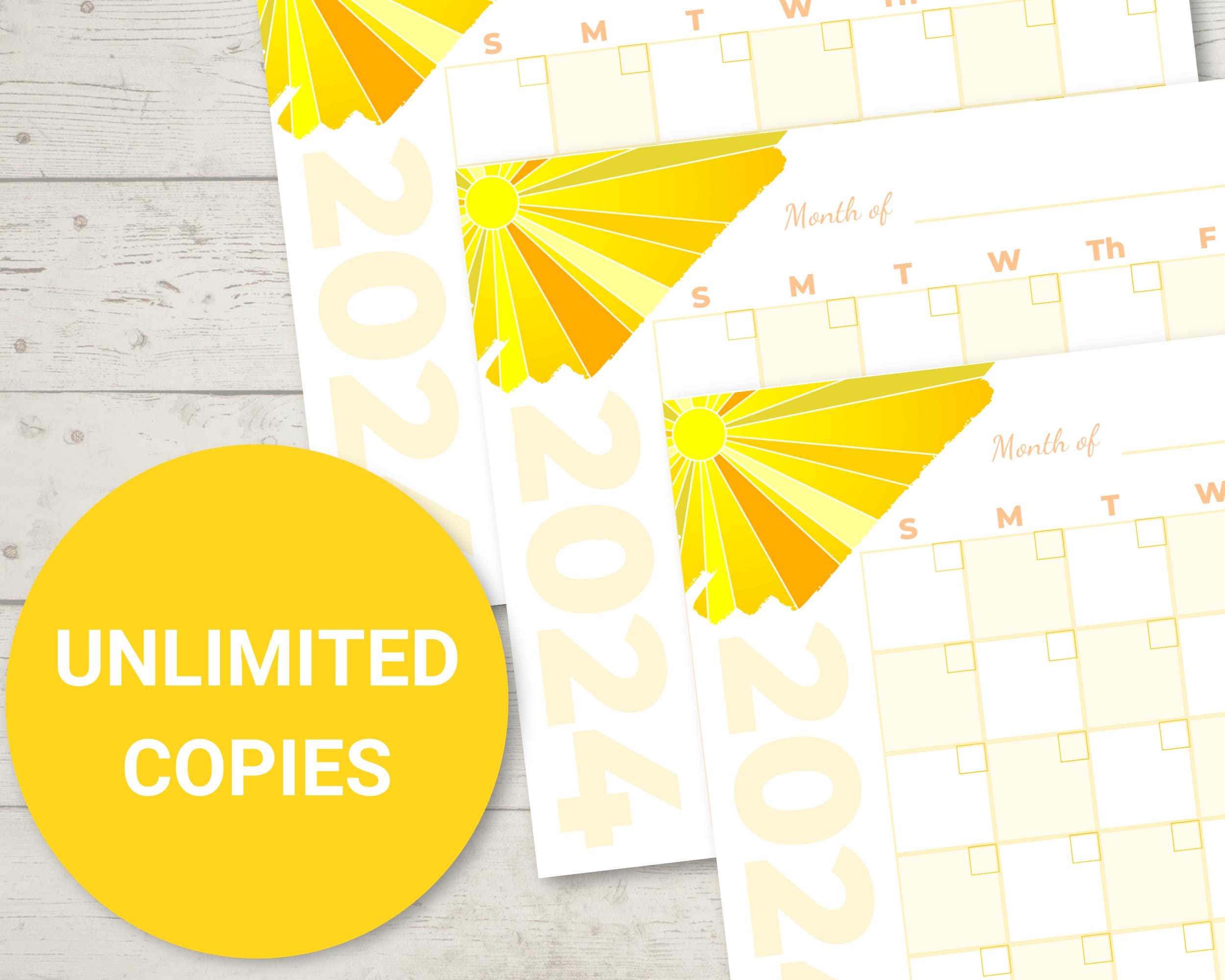 Editable Printable 2024 Calendar | Landscape | Monthly Planner and Desk ...
