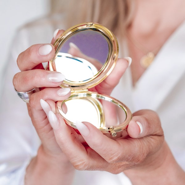 Compact Mirror Favor| Gold Mirror| Compact Mirror Personalized |Bridesmaid Gifts| Pocket Mirror