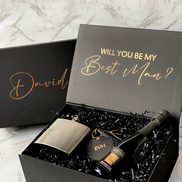 Magnetic Gift Box BLACK, Personalized Gift Box, Personalized Bridesmaid Gift Box, Groomsman box, Bridesmaid Proposal, Birthday Gift box