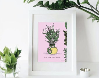 A5 Find Your Inner Peace Art Print | Wellbeing | Sustainable | Eco friendly | Wall Art | Houseplants | Positive quotes |