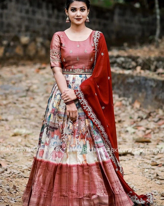 Silk Gown | Long Gowns | Banaras Silk Gown | Flare and Brocade Border Gown  | Women's Fashion Dresses | Gown party wear, Long gown design, Party wear long  gowns