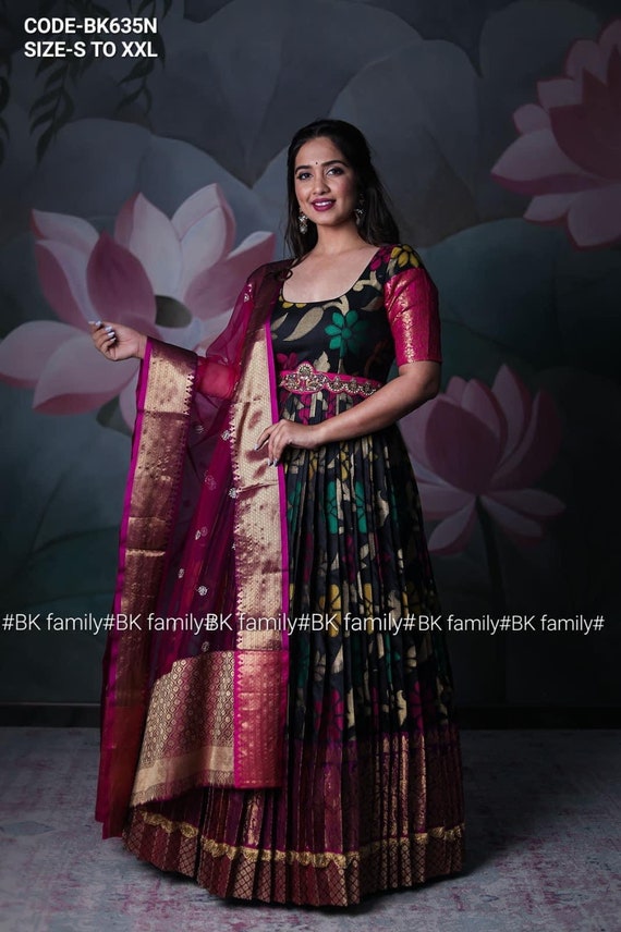 Lavender Banarasi Silk Dress Material
