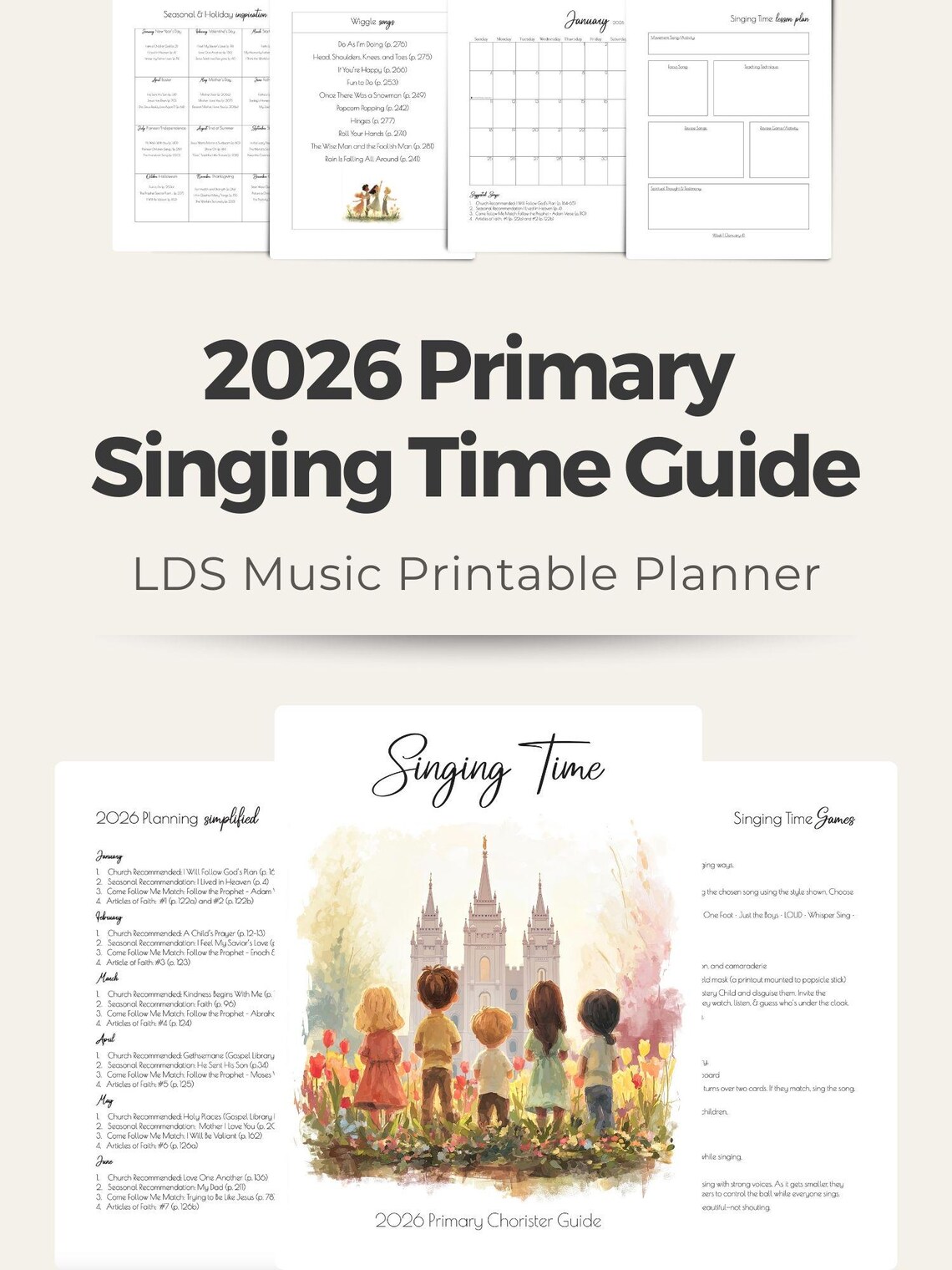 2026 LDS Primary Singing Time Guide | Printable Planner (PDF Download ...