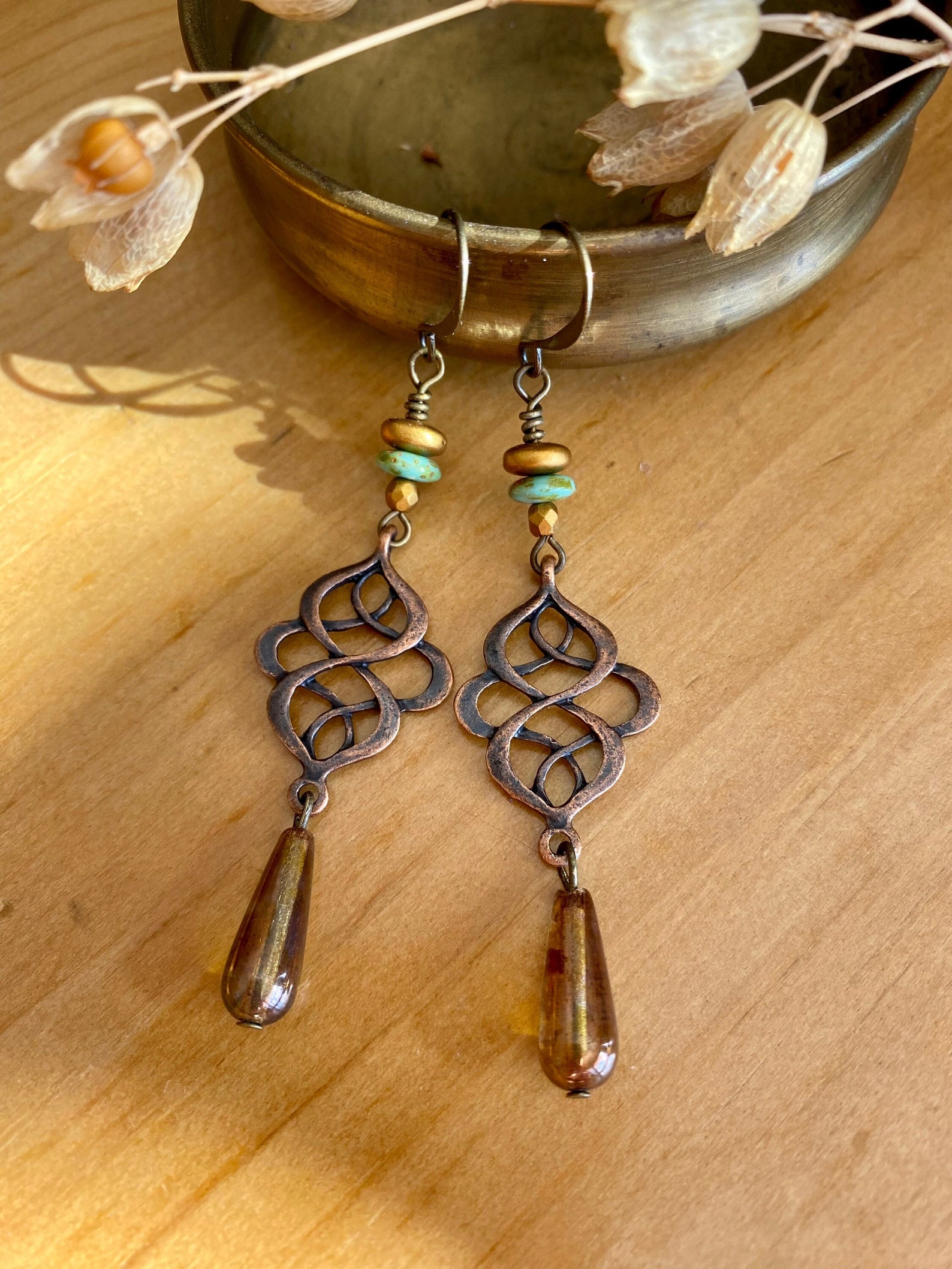 •TIME WARP• mixed metal dangle earrings