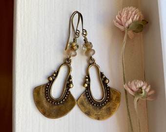 venus ~ old world style bronze earrings ~ boho dangle earrings ~ neutral bohemian earrings ~ hippie jewelry