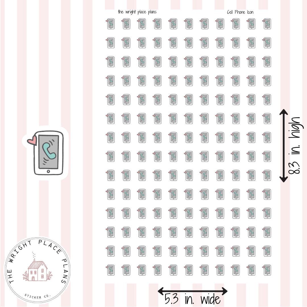 Cute Cell Phone Icon Stickers | Planner Stickers | Functional Call ...