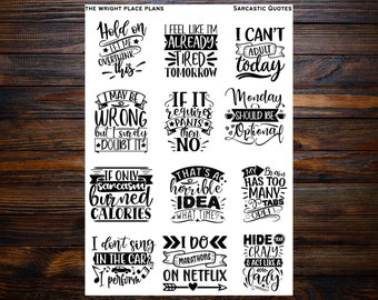 Funny Snarky Quotes Planner Stickers for Erin Condren Life Planner ...