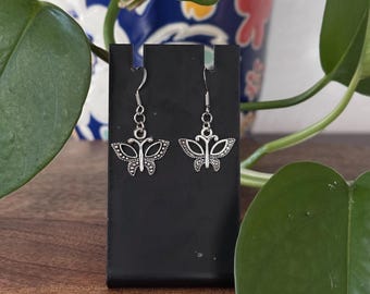 Silver Butterfly Charm Earrings