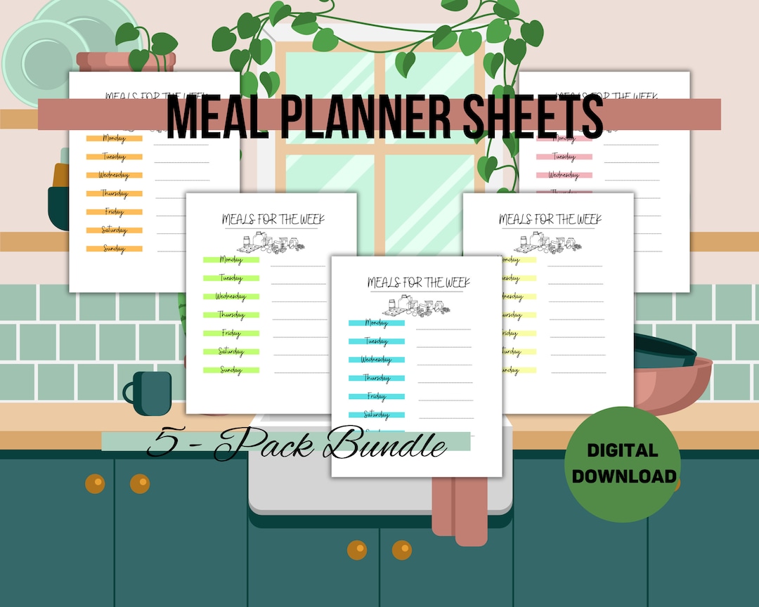 Meal Planner Sheets Printables - Etsy