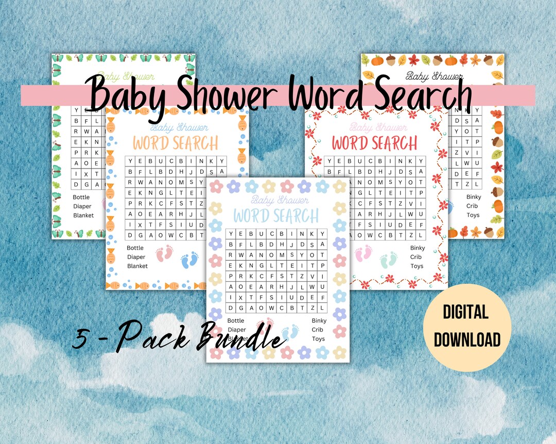Baby Shower Word Search Printables - Etsy