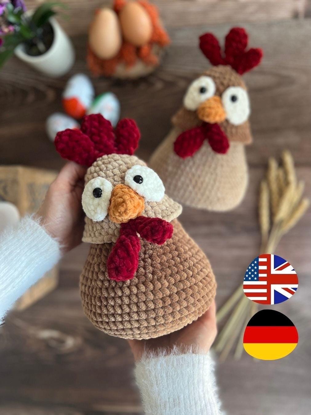 Jouet Fait Main Peluche Tricotée Poule Tricotée Au Crochet Cadeau