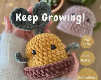 Growy the Sprout Reversible No-Sew Amigurumi Crochet Pattern: Motivational Fidget Toy (PDF Pattern)