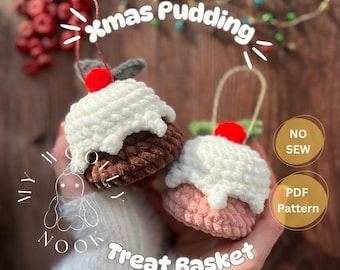 CROCHET PATTERN - Christmas Pudding Decoration / Treat-Holder Ornament (written in ENGLISH - pdf instant download)
