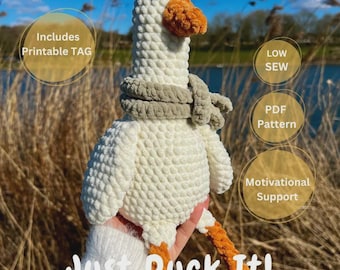 Plucky Ducky - Motivational Support Amigurumi - LOW-SEW PDF Pattern in English