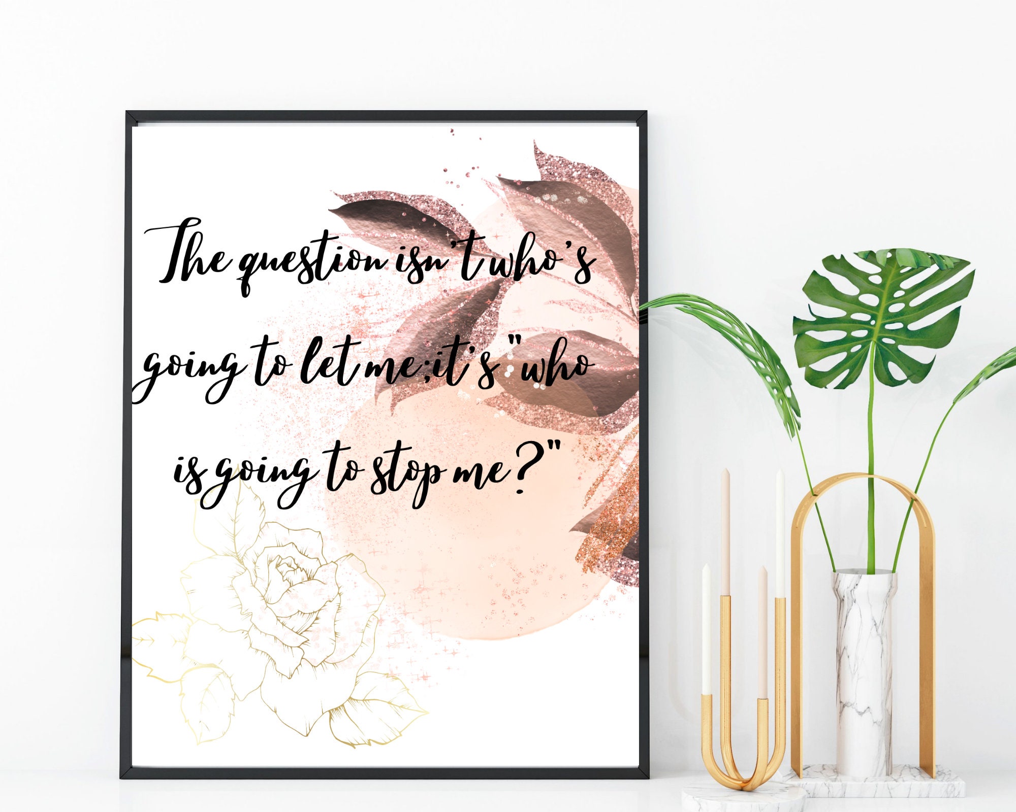 Rose Gold Office Wall Art Etsy