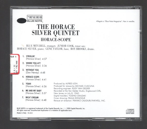 HORACE SILVER QUINTET - Horace-scope - Blue Note 1990 - Compact