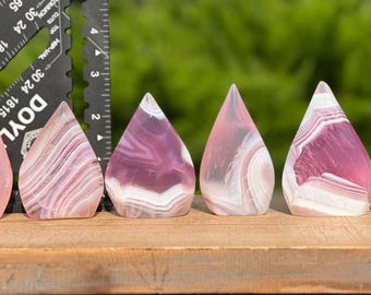 Pink Jelly Agate Crystal Teardrop Color Enhanced | Agate Crystal | Crystals | Dyed Crystals | Agate Stone | Jelly Agate | Dendritic Agate