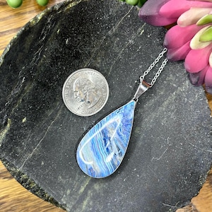 Vibrant Color Enhanced Lace Agate Natural Crystal Necklace | Lace Agate | Crystal Necklace | Dyed Agate