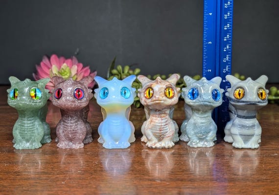 Adorable Natural Crystal Dragon Carvings | Happy Dragons | Baby Dragons | Crystal Carvings | Metaphysical Decor