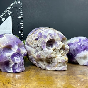 Chevron Amethyst Natural Crystal Skull Carvings | Crystal Skulls | Amethyst Crystal | Amethyst Skull | Stone Skulls