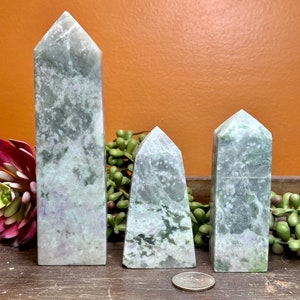 Green & Lavendar Jade Crystal Stone Towers Points | Peace Jade Crystal | Jade Stone