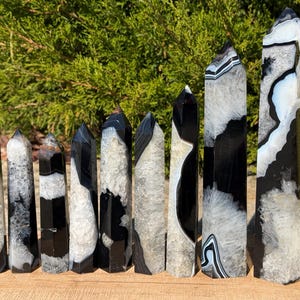 Black Agate Natural Crystal Towers | Black Agate Crystal | Crystal Towers | Metaphysical Decor