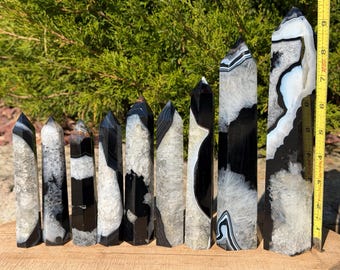Black Agate Natural Crystal Towers | Black Agate Crystal | Crystal Towers | Metaphysical Decor