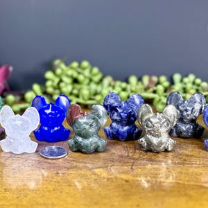 Stitch w/Heart Natural Crystal Carvings | Stitch Figures | Natural Crystal Carvings | Stitch