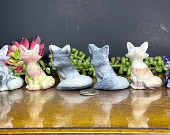 Natural Crystal Cute Fox Carvings | Stone Carvings | Foxes | Natural Crystal