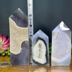 Unique Druzy Agate Natural Crystal Towers | Druzy Agate | Gray Agate | Natural Crystals