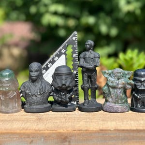 Natural Crystal Star Wars Themed Carvings | Star Wars Characters | Black Obsidian Crystal | R2D2 | Darth Vader | Storm Trooper