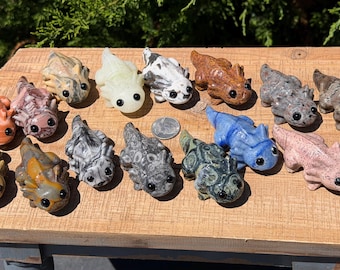 Adorable Axolotl Natural Crystal Carvings | Axolotl | Crystal Animal Figurines | Natural Crystals | Crystal Buddies