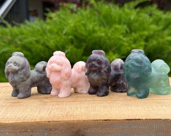 Shih Tzu Type Dog Natural Crystal Carving | Stone Dogs | Dog Carving | Metaphysical Decor | Crystal Animal