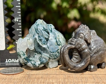 Mammoth Natural Crystal Carvings | Wooly Mammoth | Crystal Mammoth | Natural Crystal Carvings