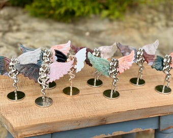 Angel + Devil Natural Crystal Wing Statues | Good + Evil Crystal Wing Statues | Crystal Wings | Metaphysical Decor