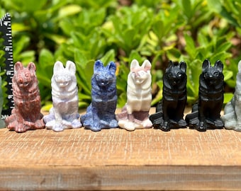 Stone Dog Carvings | Crystal Shepherd Dog | Crystal Husky Dog | German Shepherd | Crystals | Obsidian Carving