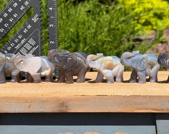 Druzy Agate Crystal Elephant Carvings | Druzy Agate | Elephant Carvings | Metaphysical Decor