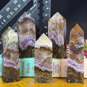 Stunning Fluorite + Super 7 Natural Crystal Towers | Super Seven Crystal | Metaphysical Decor