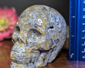 Unique Blue Ocean Jasper Crystal Skull Carving | Crystal Skull | Crystal Decor | Metaphysical Gift | Ocean Jasper
